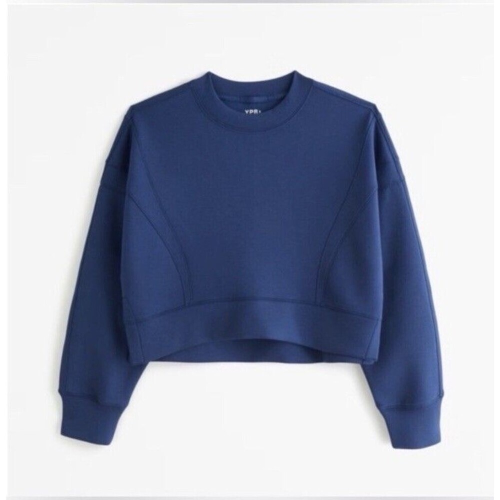 Abercrombie & Fitch YPB neoKNIT Women’s Mini Crew Sweatshirt Navy Blue Small